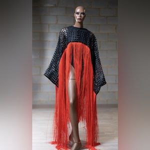 African Inspired Queen Royal Fringe Cape/Cover Up